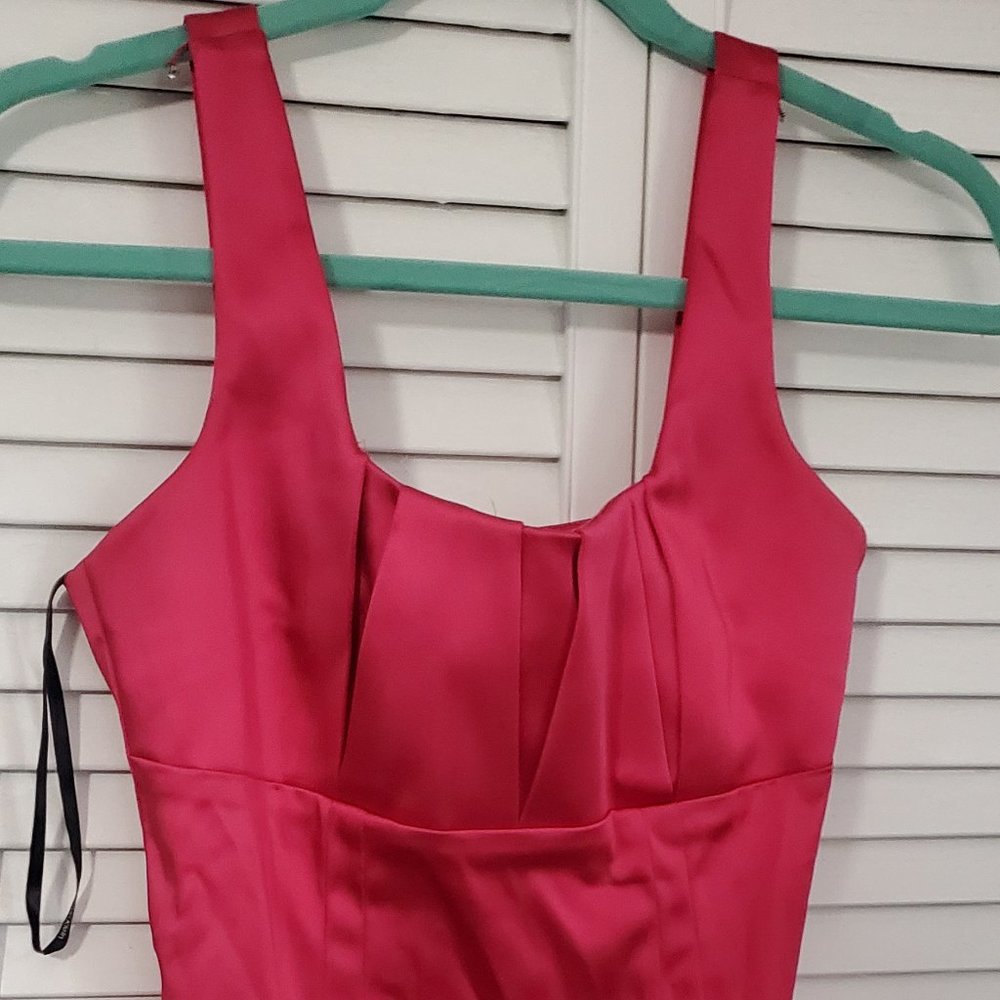 Petite Hot Pink Calvin Klein Satin Sheath Dress